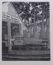 Scarborough North Bay Railway etching by Michael Atkin
